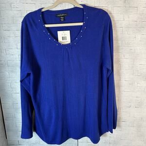 Designers originals women’s lightweight sweater blue 3/4 length sleeve plus size